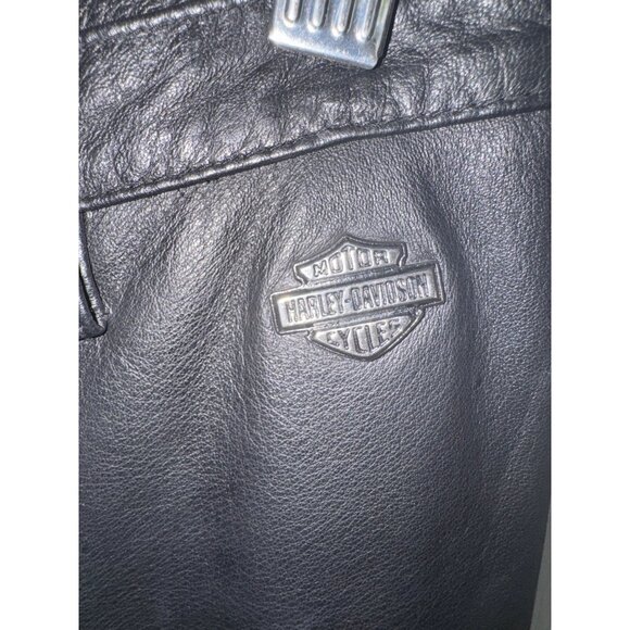 Harley Davidson Motor Biker Pants Leather Front Spandex Back 32/4 Comfort Riding - Picture 11 of 13